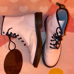 Black/White Doc Martens Patent Leather Laced Boots